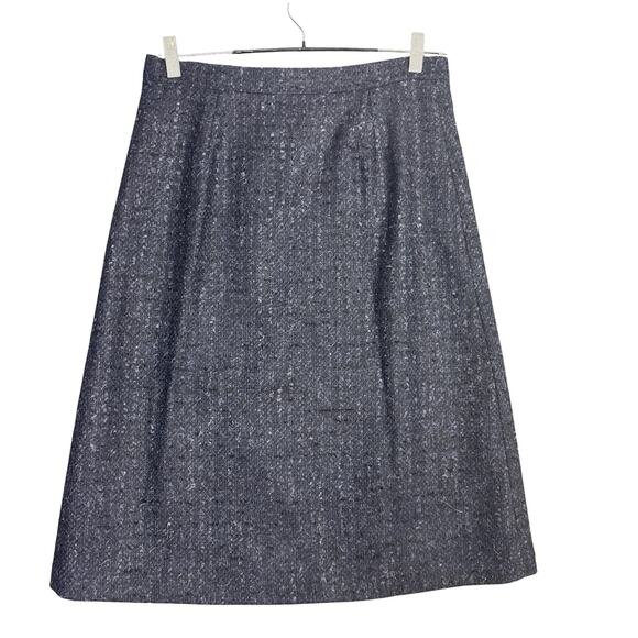 Brora Button Front A-Line Skirt Womens UK 10 / US 6 Blue Tweed Wool Blend Lined - Picture 2 of 11